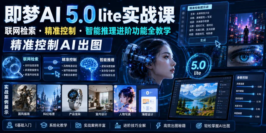 即梦AI 5.0 lite实战课，联网检索・精准控制・智能推理进阶功能全教学，精准控制AI出图-创客联盟