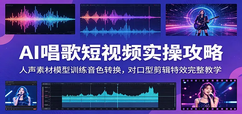 AI唱歌短视频实操攻略:人声素材模型训练音色转换,对口型剪辑特效完整教学-创客联盟