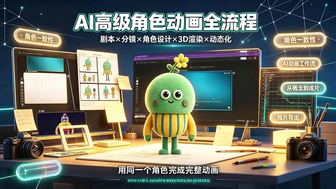 AI高级角色动画全流程：剧本×分镜×角色设计×3D渲染×动态化，从概念到成片一站式教学-创客联盟