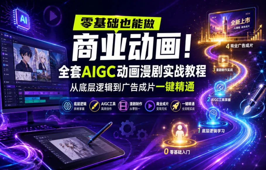 零基础也能做商业动画！全套AIGC动画漫剧实战教程，从底层逻辑到广告成片一键精通(更新0715)-创客联盟