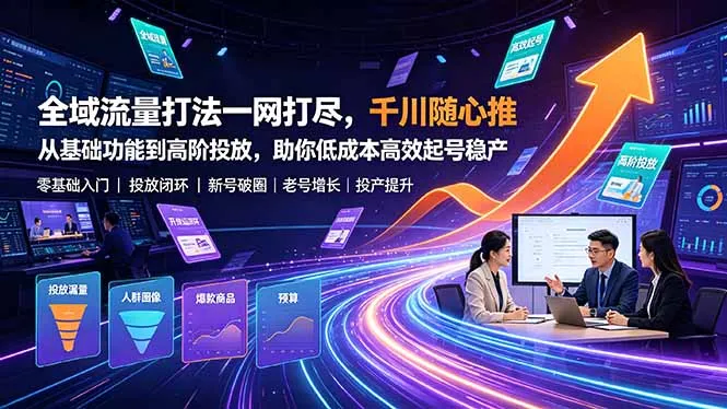 全域流量打法一网打尽，千川随心推从基础功能到高阶投放，助你低成本高效起号稳产-创客联盟