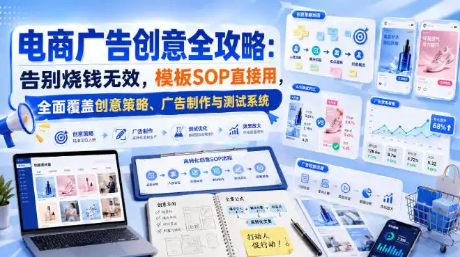 电商广告创意全攻略：告别烧钱无效，模板SOP直接用，全面覆盖创意策略、广告制作与测试系统【原创双语字幕】-创客联盟