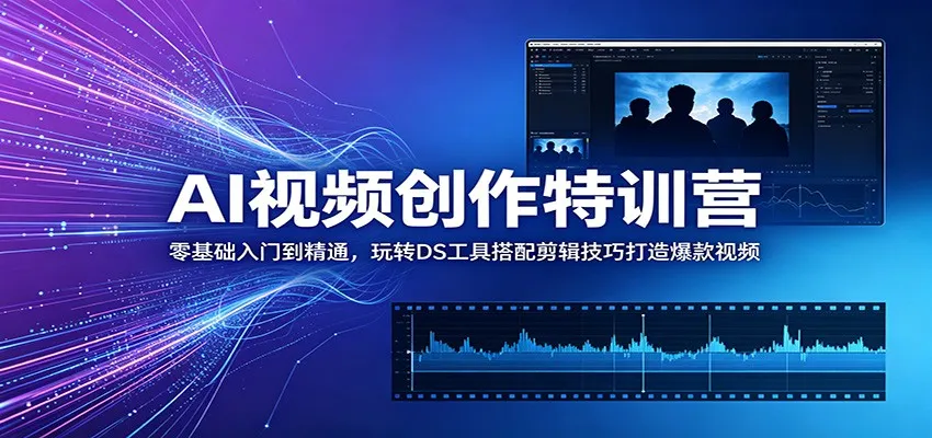 AI视频创作特训营：零基础入门到精通，玩转DS工具搭配剪辑技巧打造爆款视频-云网创