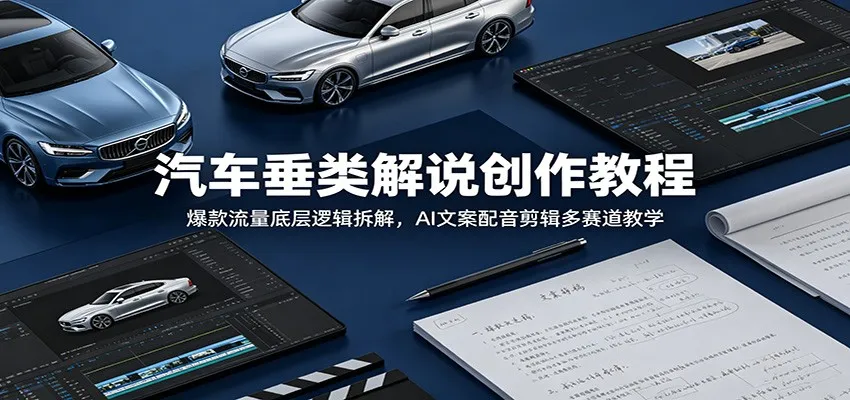 汽车垂类解说创作教程:爆款流量底层逻辑拆解,AI文案配音剪辑多赛道教学-创客联盟