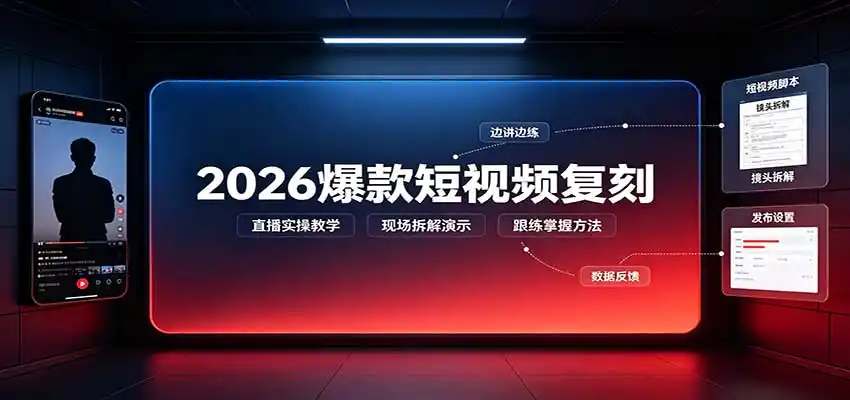 2026爆款短视频复刻：直播实操教学，配套文字文档掌握全流程-创客联盟