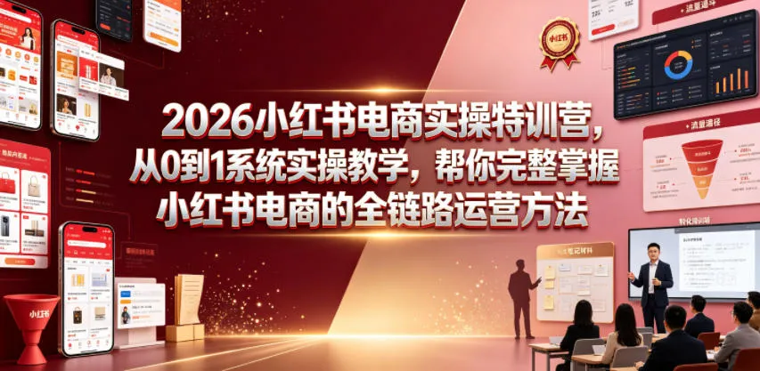 2026小红书电商实操特训营，从0到1系统实操教学，帮你完整掌握小红书电商的全链路运营方法-创客联盟