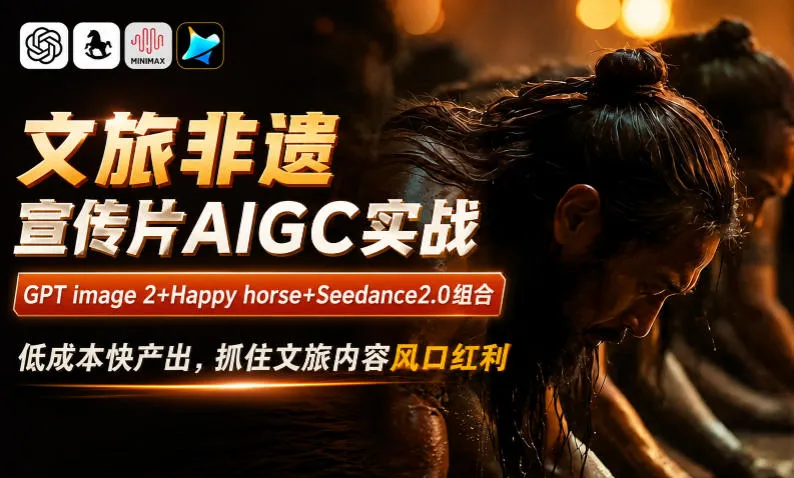 文旅非遗宣传片AIGC实战，GPT image 2+Happy horse+Seedance2.0组合，低成本快产出，抓住文旅内容风口红利-云网创