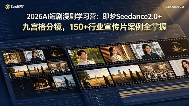 2026AI短剧漫剧学习营：即梦Seedance2.0+九宫格分镜，150+行业宣传片案例全掌握-创客联盟