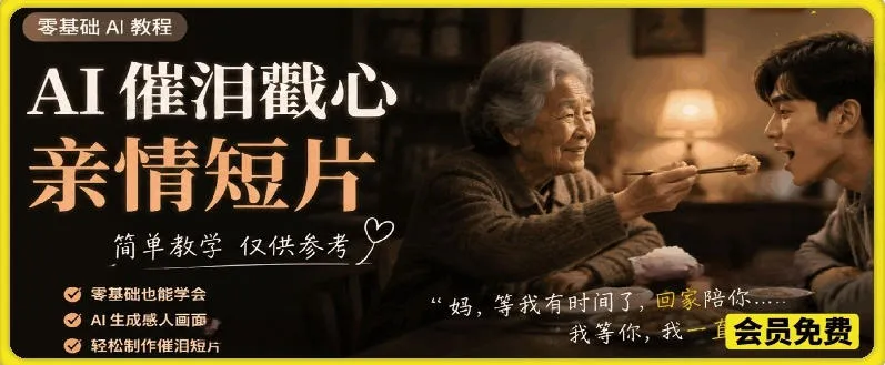 AI催泪戳心亲情短片，零基础AI教程，简单教学仅供参考-创客联盟