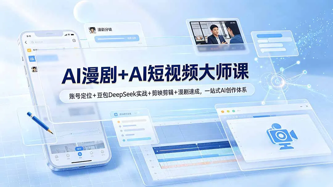 AI漫剧+AI短视频大师课：账号定位+豆包DeepSeek实战+剪映剪辑+漫剧速成，一站式AI创作体系-创客联盟
