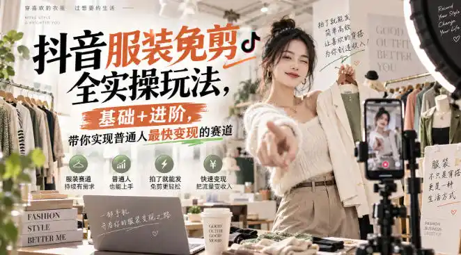 抖音服装免剪全实操玩法，基础+进阶，带你实现普通人最快变现的赛道-创客联盟