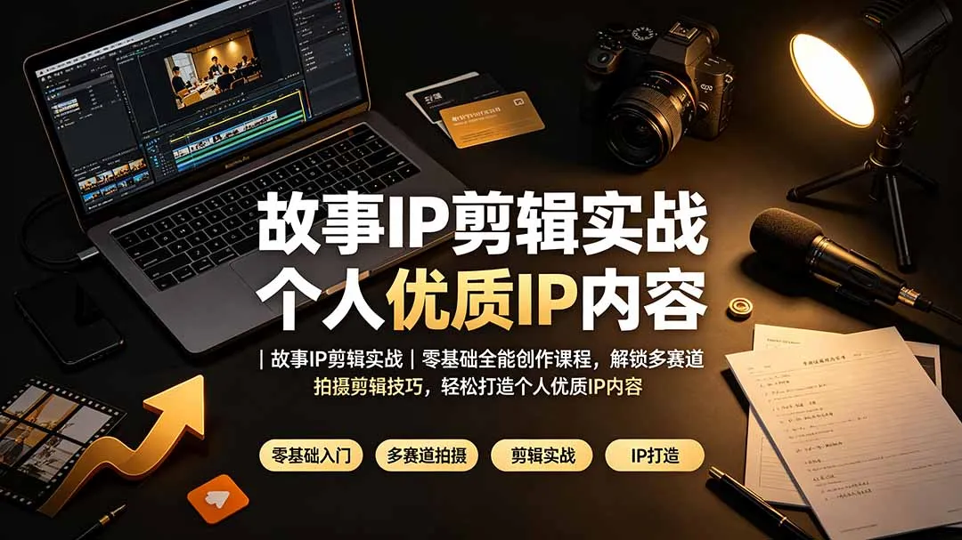 故事IP剪辑实战｜零基础全能创作课程，解锁多赛道拍摄剪辑技巧，轻松打造个人优质IP内容-创客联盟