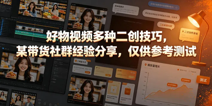 好物视频多种二创技巧，某带货社群经验分享，仅供参考测试-创客联盟