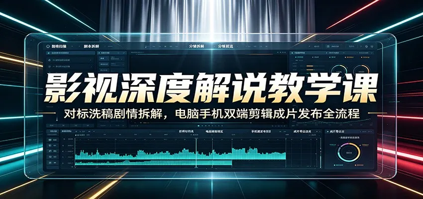 影视深度解说教学课：对标洗稿剧情拆解，电脑手机双端剪辑成片发布全流程-创客联盟