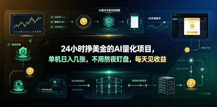 24小时挣美金的AI量化项目，单机日入几十美刀，不用熬夜盯盘，每天见收益【揭秘】-创客联盟