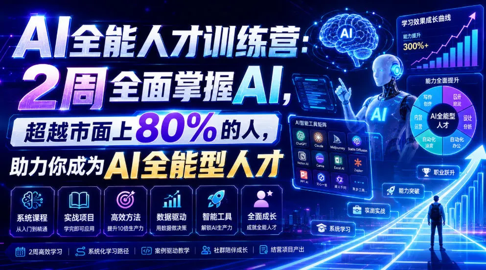 AI全能人才训练营：2周全面掌握AI，超越市面上80%的人，助力你成为AI全能型人才-创客联盟