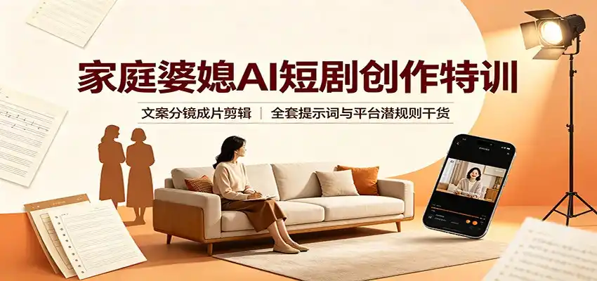 家庭婆媳AI短剧创作特训：文案分镜成片剪辑，全套提示词与平台潜规则干货-创客联盟