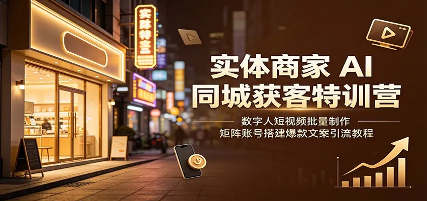 实体商家AI同城获客特训营：数字人短视频批量制作，矩阵账号搭建爆款文案引流教程-创客联盟
