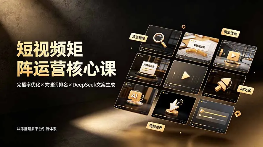 短视频矩阵运营核心课：完播率优化×关键词排名×DeepSeek文案生成，从零搭建多平台引流体系-创客联盟