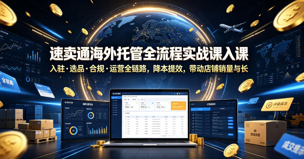 速卖通海外托管全流程实战课入驻・选品・合规・运营全链路,降本提效,带动店铺销量与收益增长-创客联盟