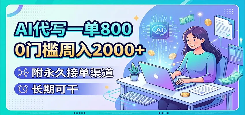AI代写一单800，0门槛周入2000+，附永久接单渠道，长期可干-创客联盟