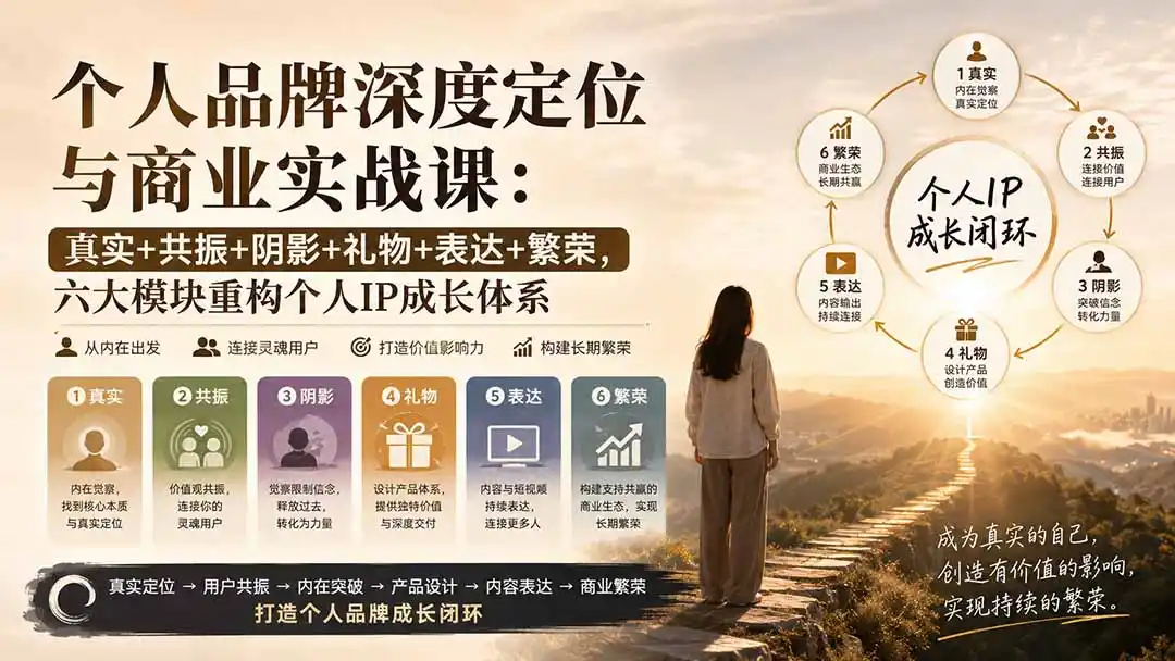 个人品牌深度定位与商业实战课：真实+共振+阴影+礼物+表达+繁荣，六大模块重构个人IP成长体系-创客联盟