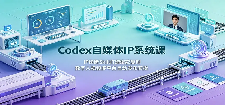Codex自媒体IP系统课：IP诊断Skill打造爆款复刻，数字人视频多平台自动发布实操-创客联盟