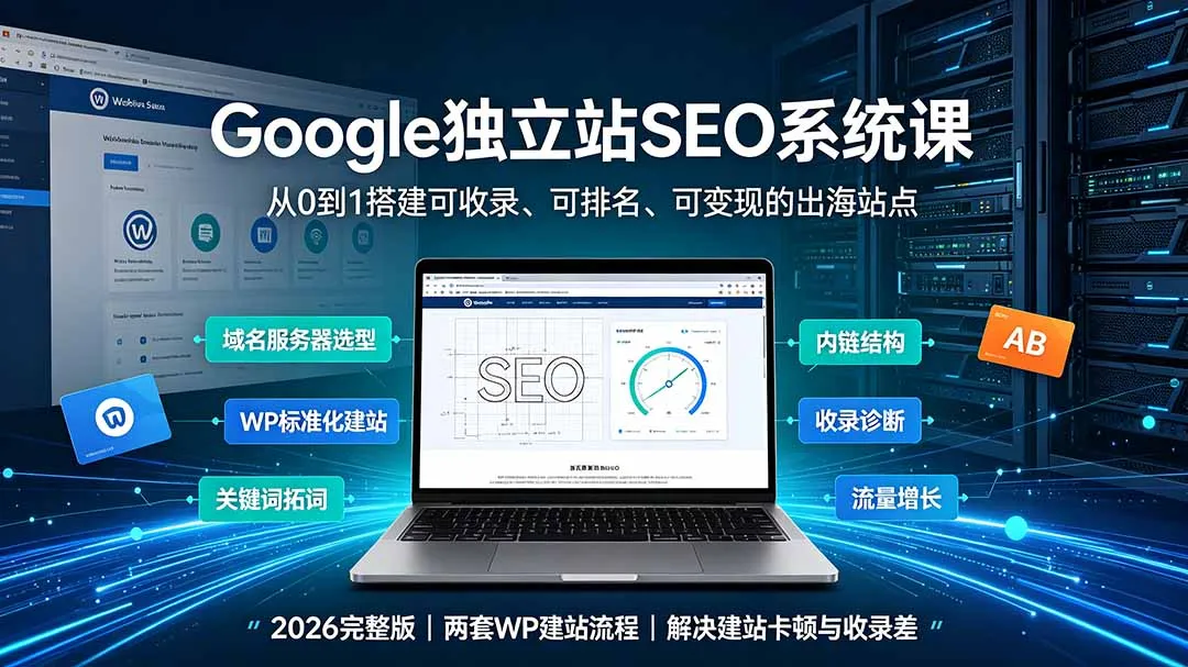 Google独立站SEO-7月系统课：出海基建×WordPress建站×AI内容生产×站内外优化×Search Console×AdSense变现-创客联盟