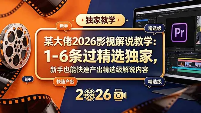 某大佬2026影视解说教学：1-6条过精选独家，新手也能快速产出精选级解说内容-创客联盟