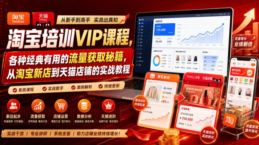 淘宝培训VIP课程，各种经典有用的流量获取秘籍，从淘宝新店到天猫店铺的实战教程(更新7月)-创客联盟