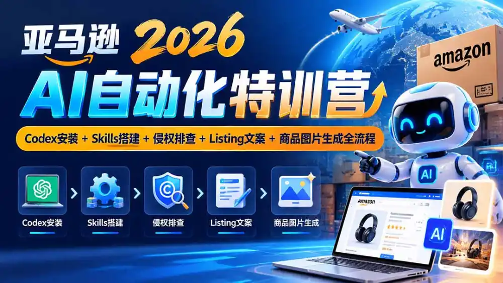 亚马逊2026AI自动化-10月特训营：Codex安装+Skills搭建+侵权排查+Listing文案+商品图片生成全流程-创客联盟