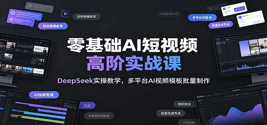零基础AI短视频高阶实战课：DeepSeek实操教学，多平台AI视频模板批量制作-创客联盟