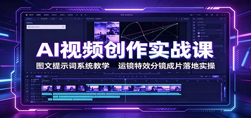 AI视频创作实战课：图文提示词系统教学，运镜特效分镜成片落地实操-创客联盟