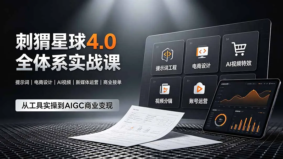 刺猬星球4.0全体系实战课，覆盖提示词工程、电商设计、AI视频特效与新媒体运营，一站式掌握AIGC商业核心技能-创客联盟