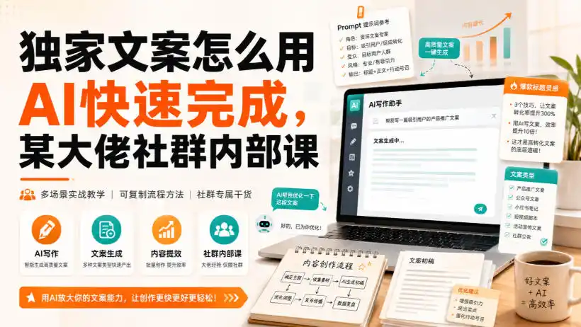 独家文案怎么用AI快速完成，某大佬社群内部课-创客联盟