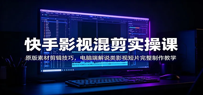 快手影视混剪实操课：原版素材剪辑技巧，电脑端解说类影视短片完整制作教学-创客联盟