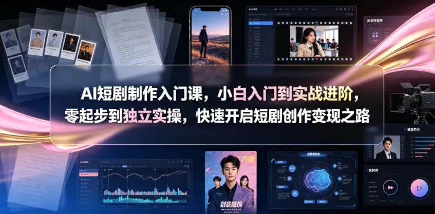 AI短剧制作入门课,小白入门到实战进阶,零起步到独立实操,快速开启短剧创作变现之路-创客联盟