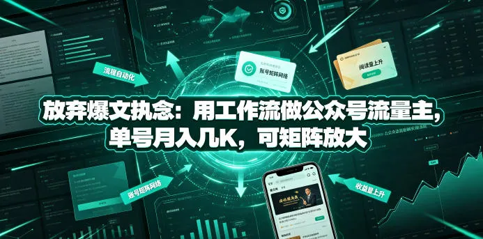 放弃爆文执念：用工作流做公众号流量主，单号月入几K，可矩阵放大-创客联盟