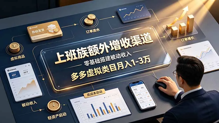 上班族额外增收渠道，零基础搭建被动收入，多多虚拟类目月入 1-3 万-创客联盟