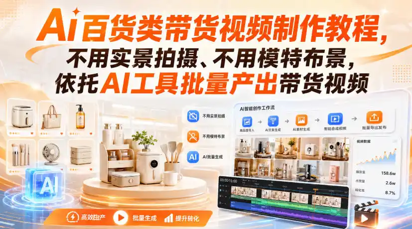 Ai百货类带货视频制作教程，不用实景拍摄、不用模特布景，依托AI工具批量产出带货视频-创客联盟