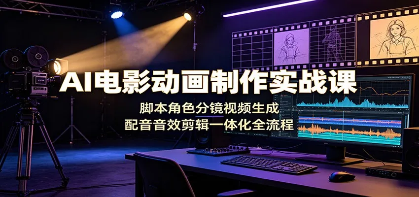 AI电影动画制作实战课：脚本角色分镜视频生成，配音音效剪辑一体化全流程-创客联盟