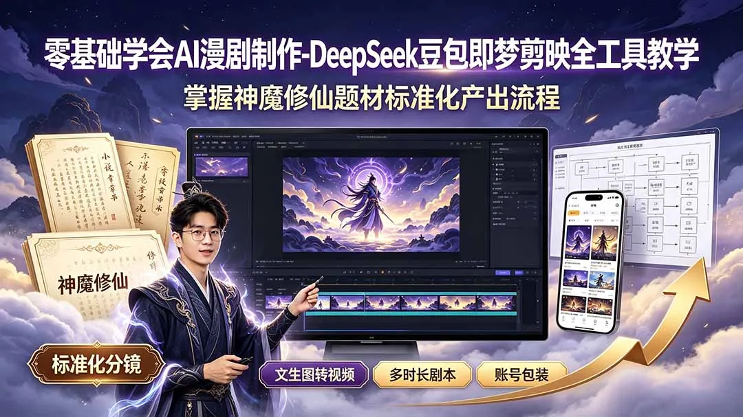 零基础学会AI漫剧制作-DeepSeek豆包即梦剪映全工具教学，掌握神魔修仙题材标准化产出流程-创客联盟