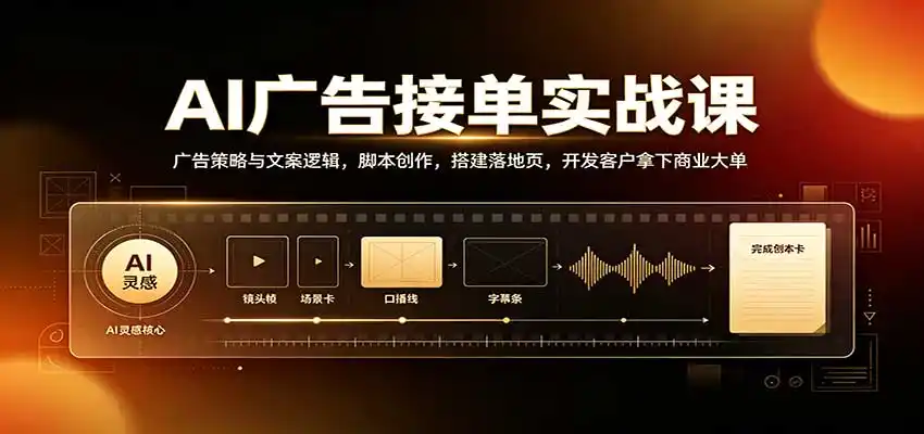 AI广告接单实战：广告策略与文案逻辑，脚本创作，搭建落地页，开发客户拿下商业大单-创客联盟