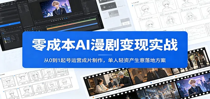 零成本AI漫剧变现实战：从0到1起号运营成片制作，单人轻资产生意落地方案-创客联盟