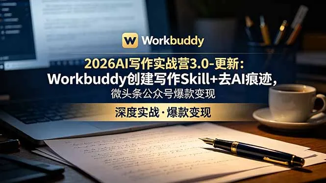 2026AI写作实战营3.0-更新:Workbuddy创建写作Skill+去AI痕迹,微头条公众号爆款变现-创客联盟