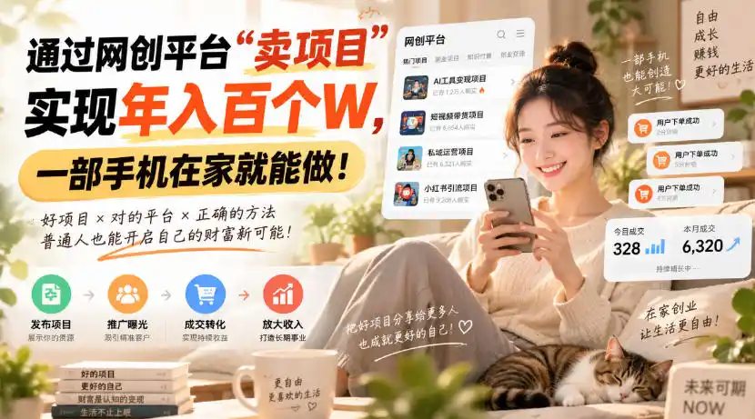 靠卖网创项目变现，一年拿下百万收益！一台手机就能操作！-创客联盟