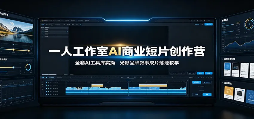 一人工作室AI商业短片创作营：全套AI工具库实操，光影品牌叙事成片落地教学-创客联盟
