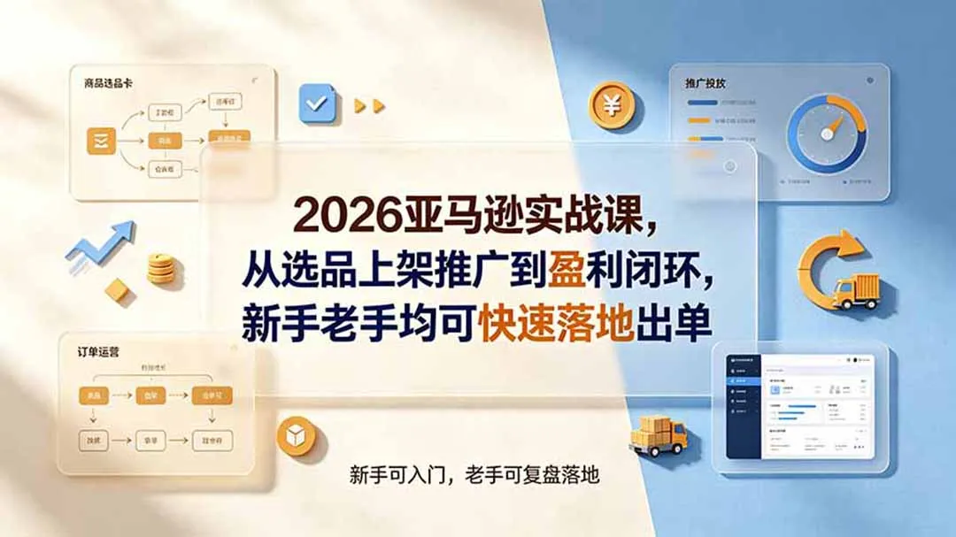 2026亚马逊实战课，从选品上架推广到盈利闭环，新手老手均可快速落地出单-创客联盟