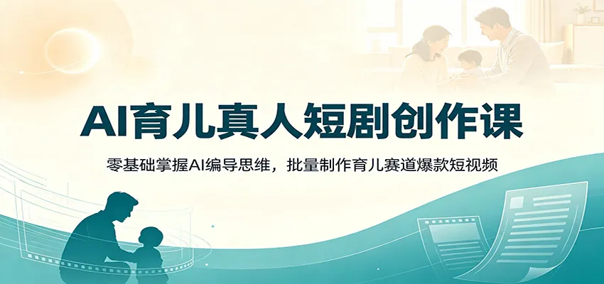 AI育儿真人短剧创作课：零基础掌握AI编导思维，批量制作育儿赛道爆款短视频-创客联盟