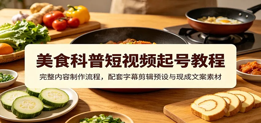 美食科普短视频起号教程：完整内容制作流程，配套字幕剪辑预设与现成文案素材-创客联盟